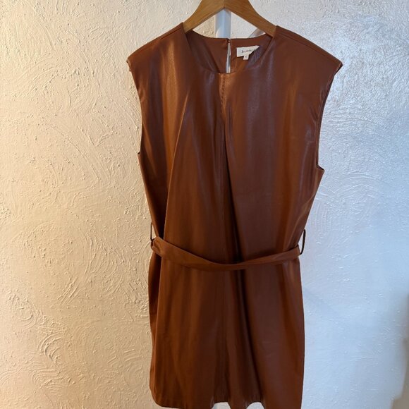 Faux/Vegan Leather - Caramel Brown Mini dress - BOHME - Never worn - Picture 1 of 6